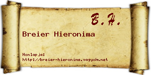 Breier Hieronima névjegykártya